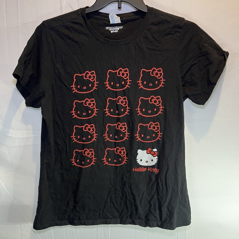 HELLO KITTY‎ Shirt Short Sleeve Black with Red Kitty Face Women's XLarge XL